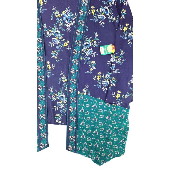 Pioneer Woman Floral Kimono Jacket XXL XXXL Sharkbite Duster Blue Boho 2X 3X New - Picture 3 of 10